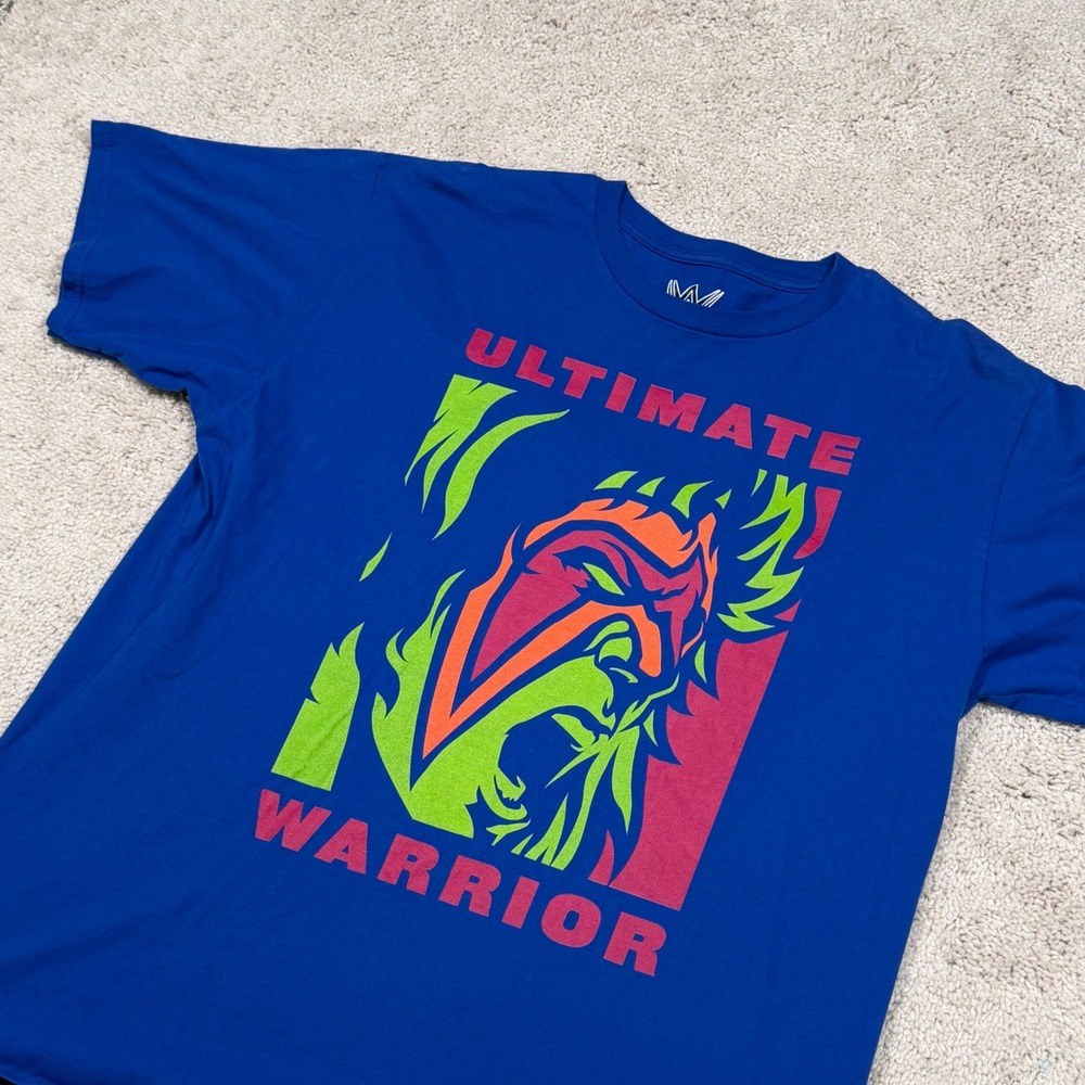 WWE Ultimate Warrior Blue Graphic T-Shirt Mens XL 2018 Wrestling Legend Tee